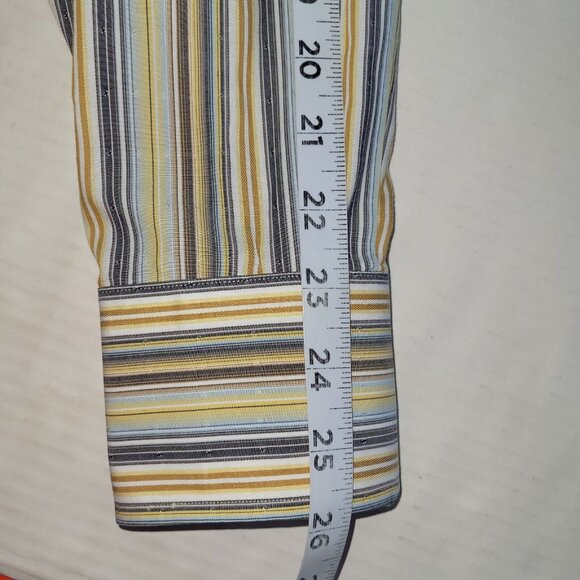 Thomas Dean Shirt Mens L Stripe Flip Cuff Long Sleeve Dress Office Business - Picture 11 of 12